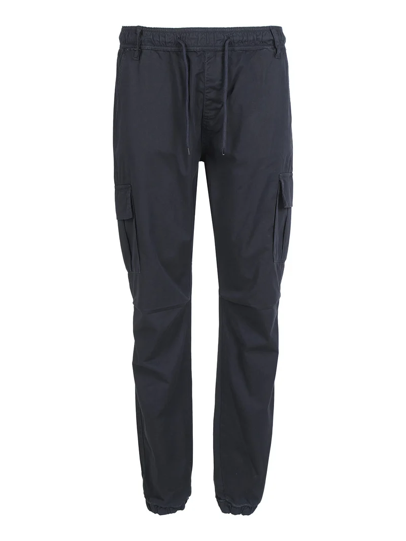 Pantaloni da uomo con tasconi e coulisse - blu scuro