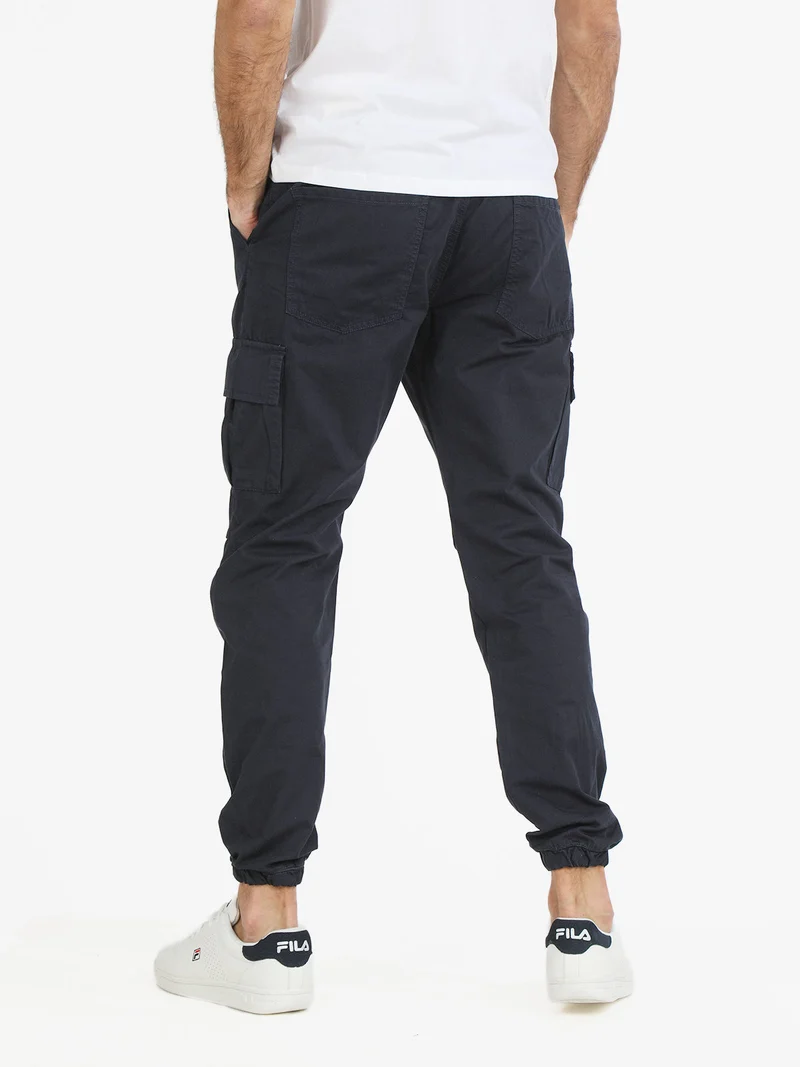 Pantaloni da uomo con tasconi e coulisse - blu scuro