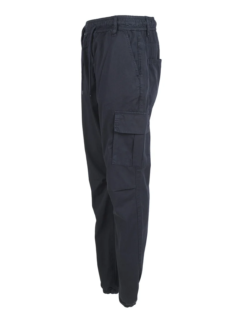 Pantaloni da uomo con tasconi e coulisse - blu scuro