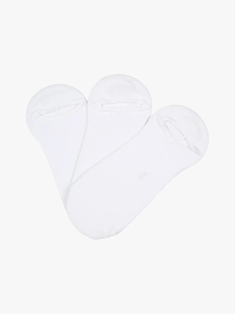 Confezione da 3 paia di calze fantasmini in cotone elasticizzato - bianco