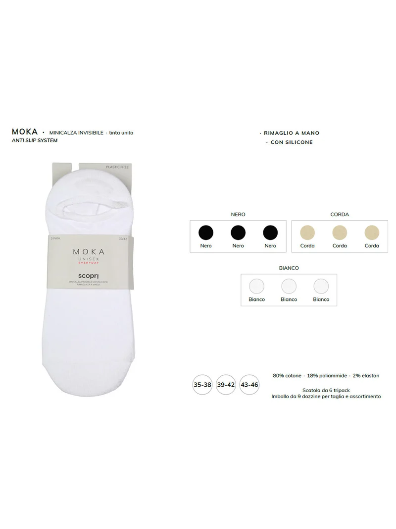 Confezione da 3 paia di calze fantasmini in cotone elasticizzato - bianco