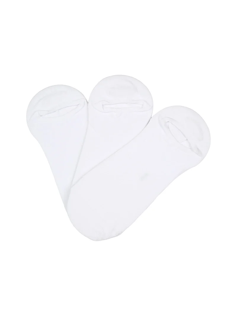 Confezione da 3 paia di calze fantasmini in cotone elasticizzato - bianco