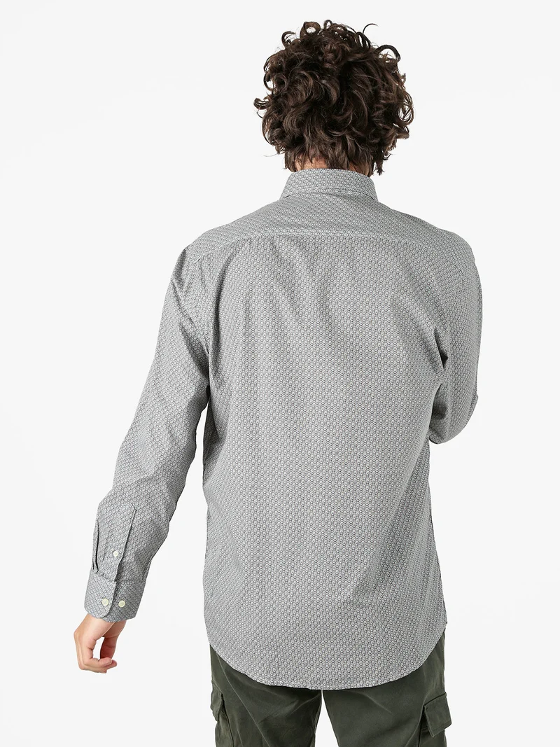 Camicia da uomo in cotone a maniche lunghe con stampe - grigio