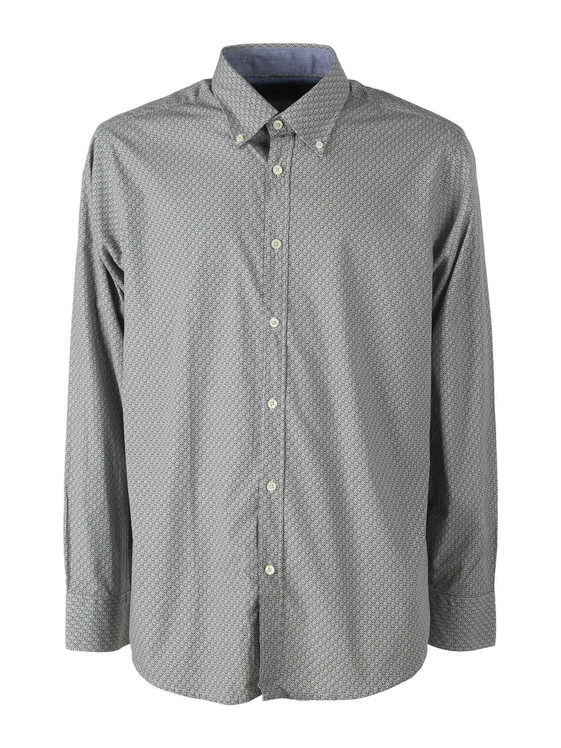 Camicia da uomo in cotone a maniche lunghe con stampe - grigio