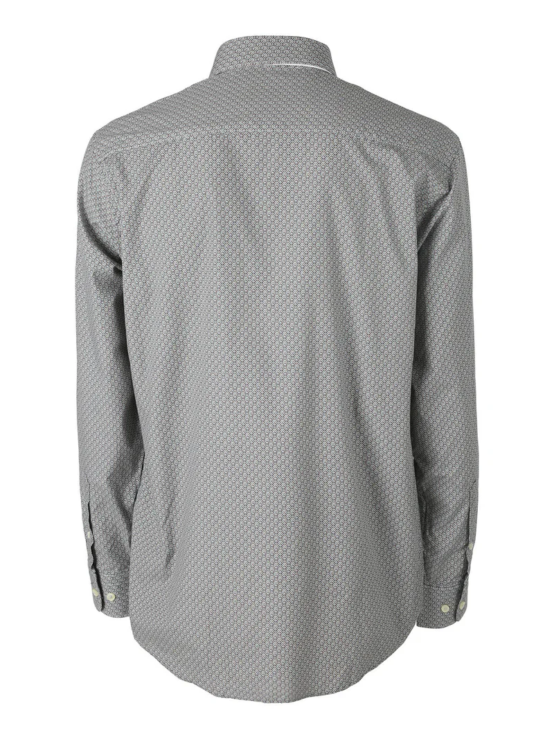 Camicia da uomo in cotone a maniche lunghe con stampe - grigio