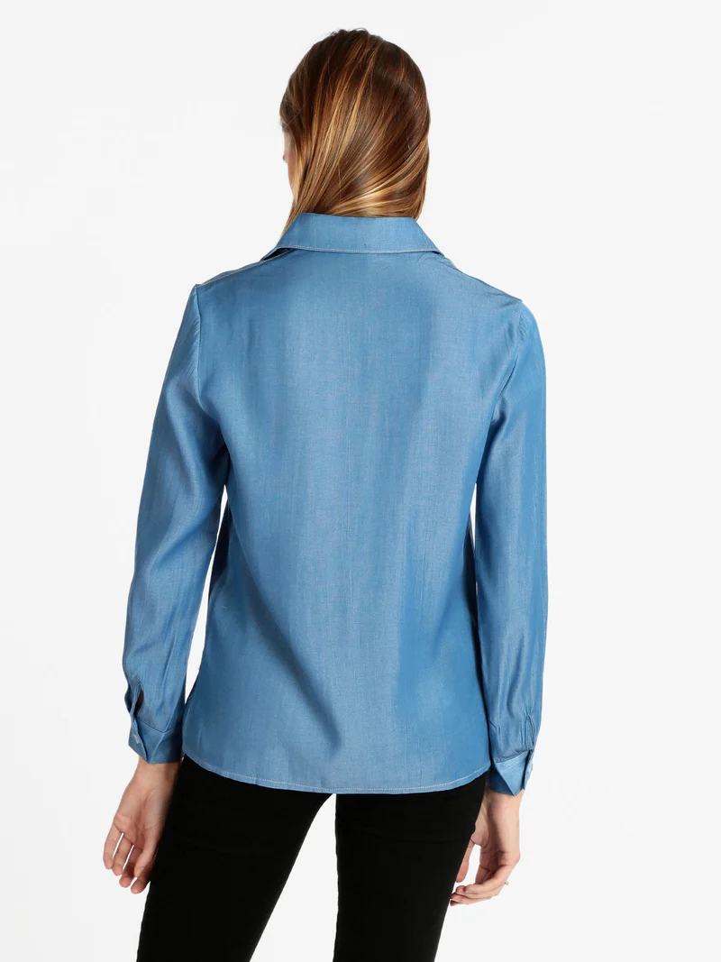 Camicia donna effetto jeans - azzurro