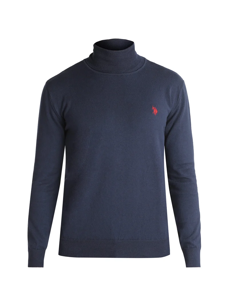 Pullover dolcevita da uomo misto cashmere - blu scuro