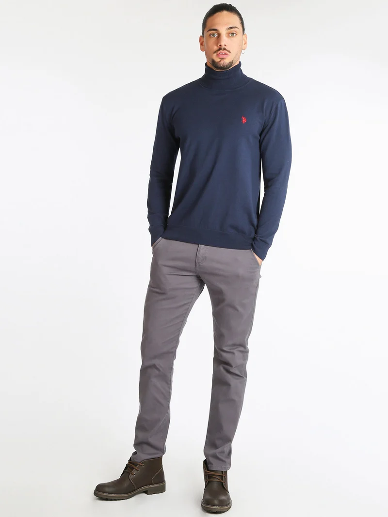 Pullover dolcevita da uomo misto cashmere - blu scuro