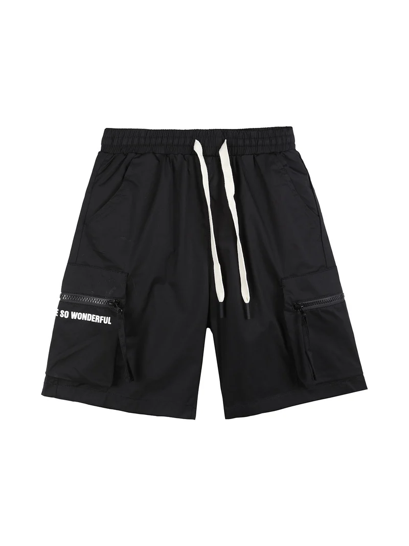 Bermuda da bambino con tasconi laterali - nero