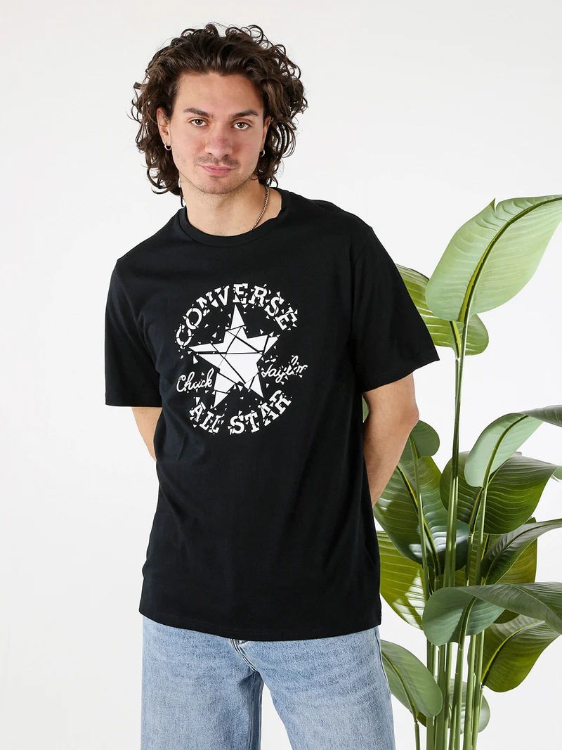 BROKEN GLASS t-shirt uomo con stampa logo - nero