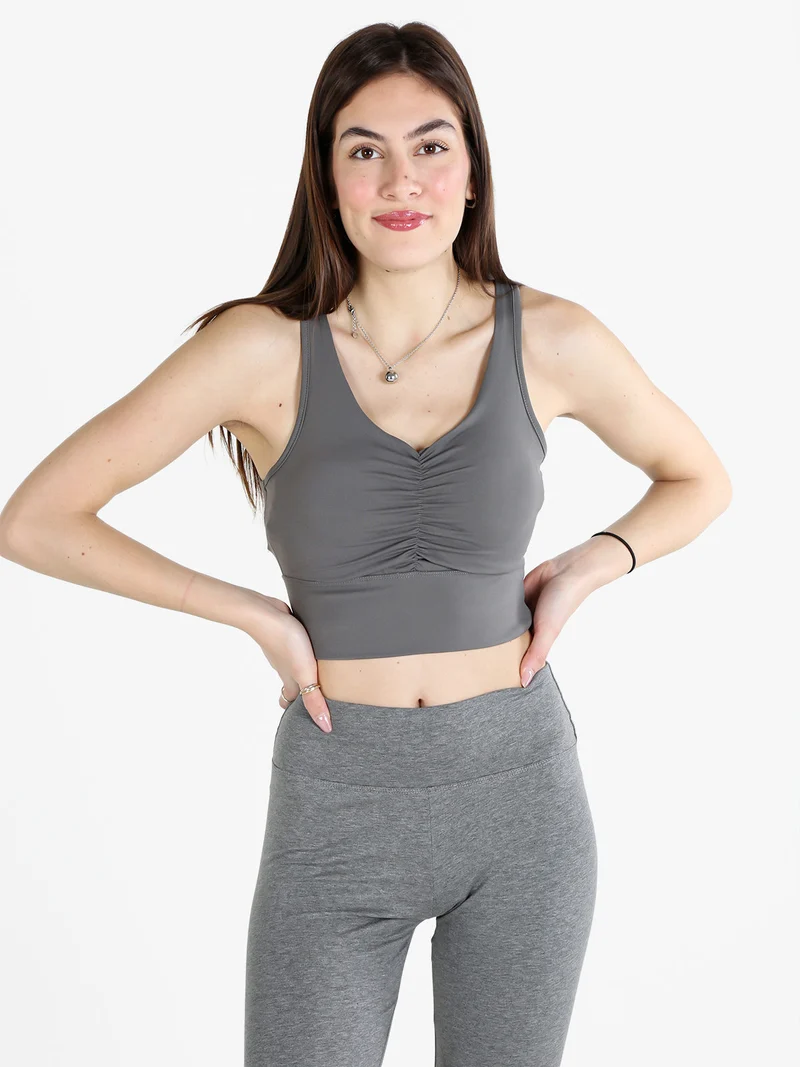 Top donna con coppe imbottite - grigio