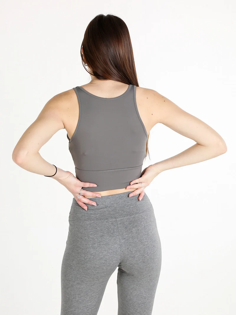 Top donna con coppe imbottite - grigio