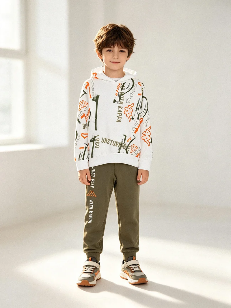 Completo tuta 2 pezzi da bambino in cotone con cappuccio - bianco