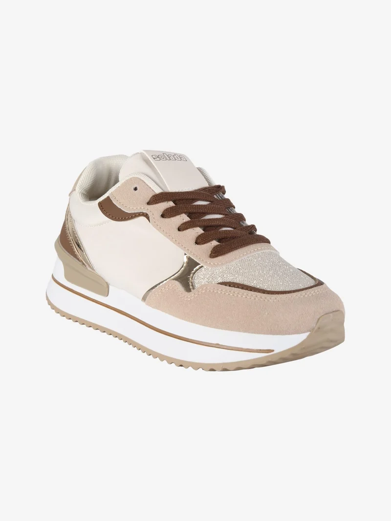 Sneakers donna con suola alta - khaki