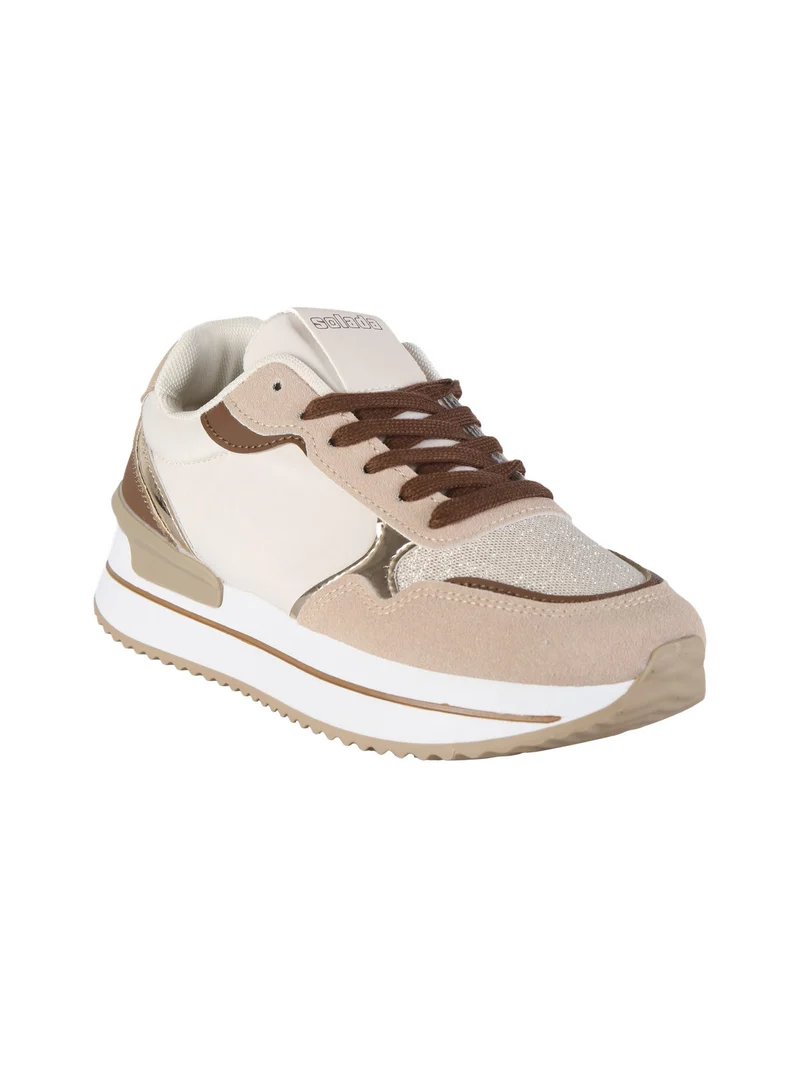 Sneakers donna con suola alta - khaki
