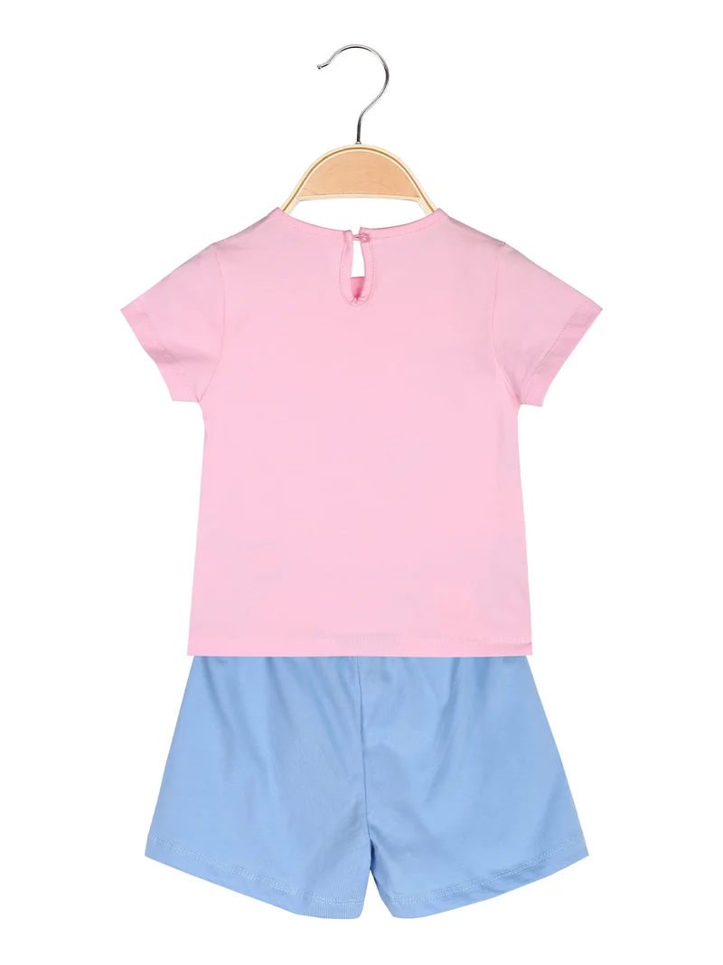 Completo corto da neonata con t-shirt e shorts - rosa