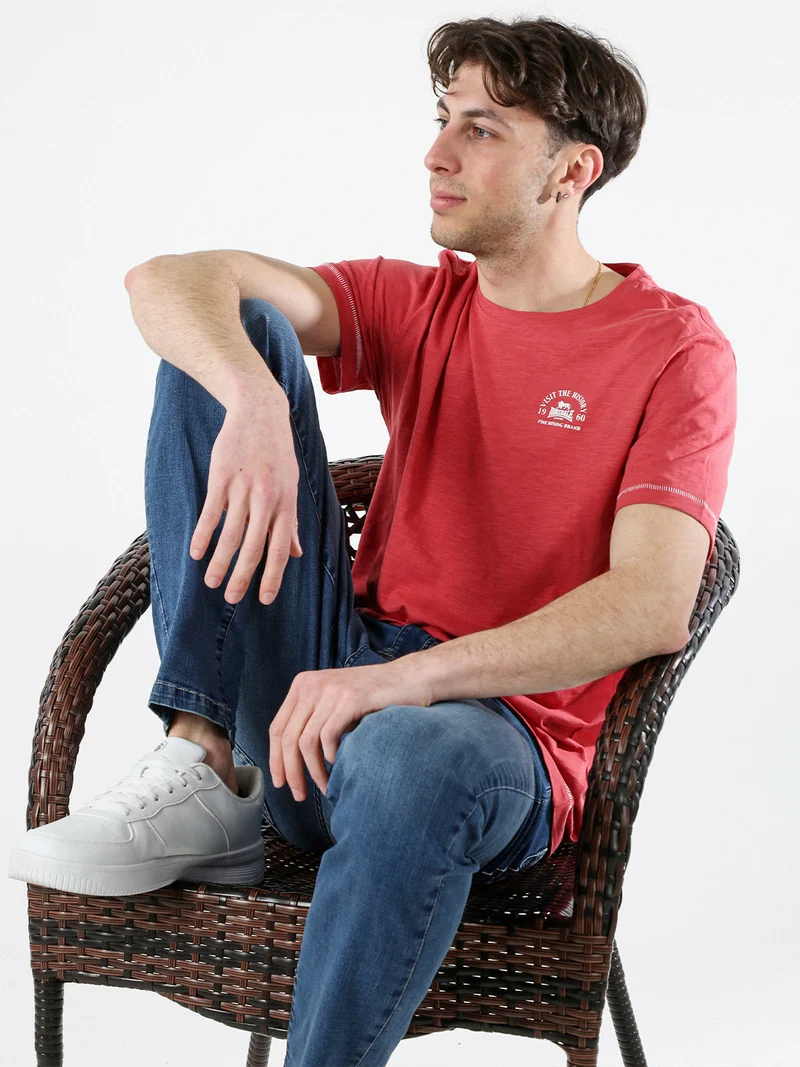 T-shirt da uomo in cotone - corallo