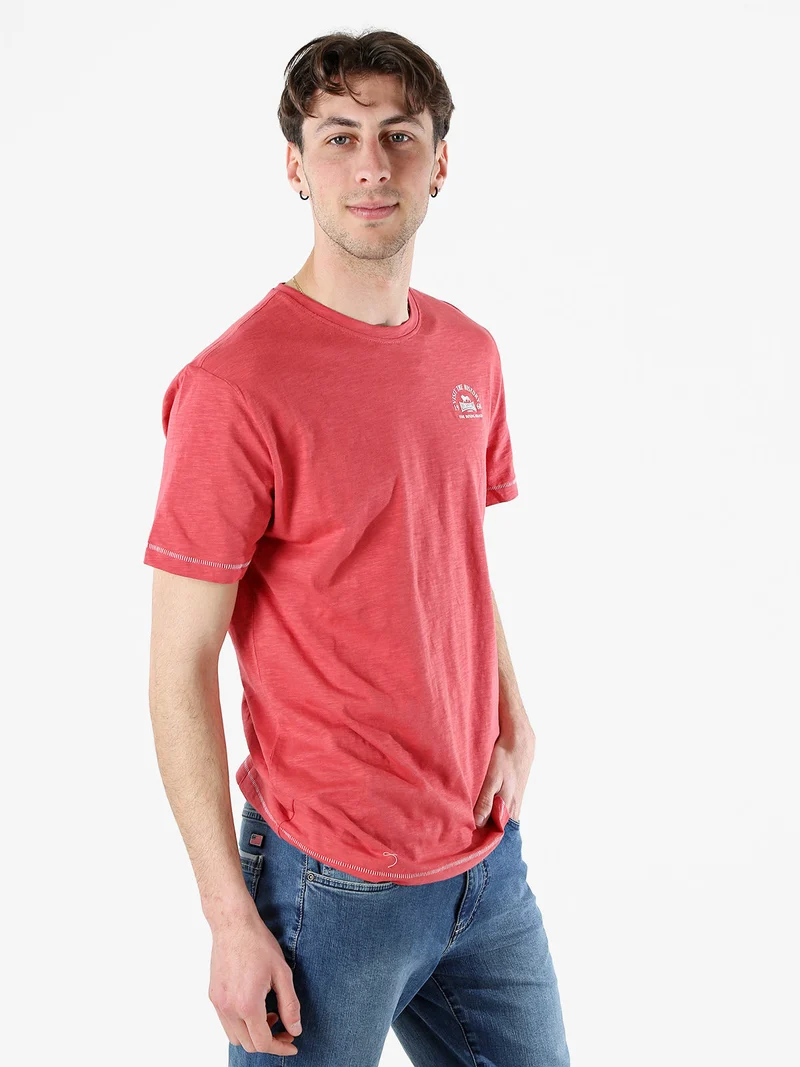 T-shirt da uomo in cotone - corallo