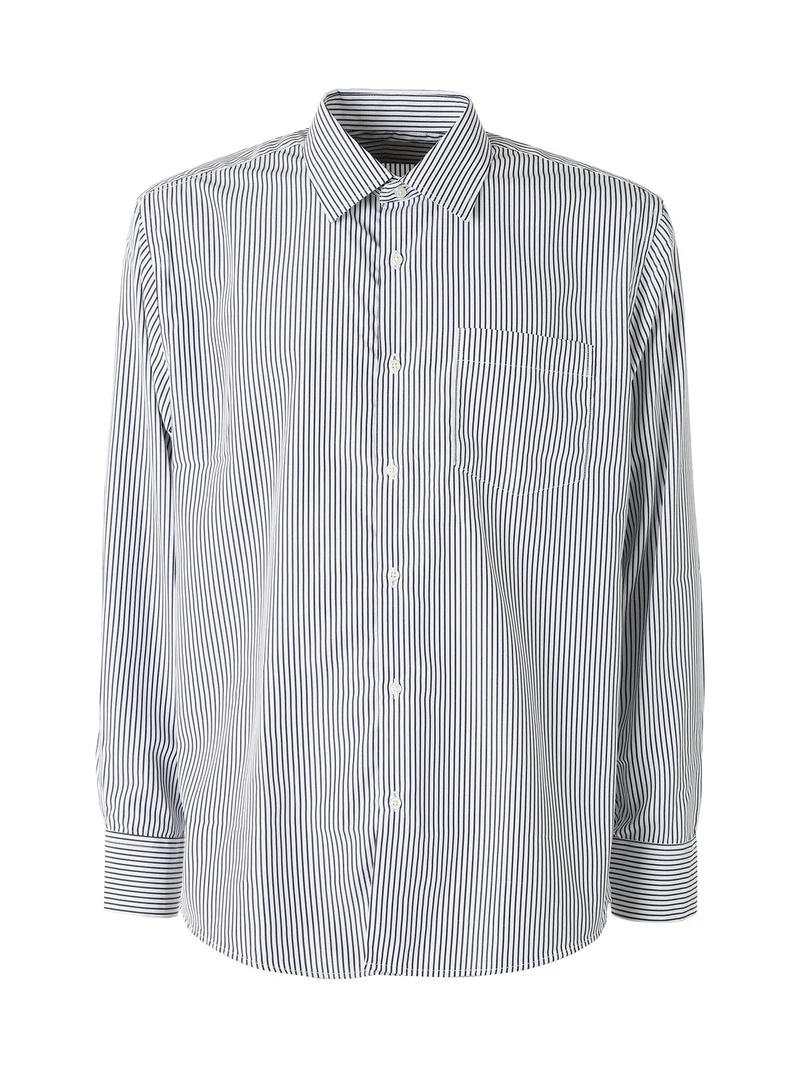Camicia da uomo rigata a maniche lunghe - blu scuro