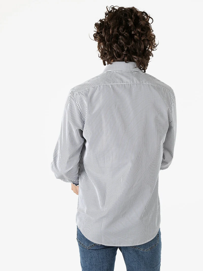 Camicia da uomo rigata a maniche lunghe - blu scuro