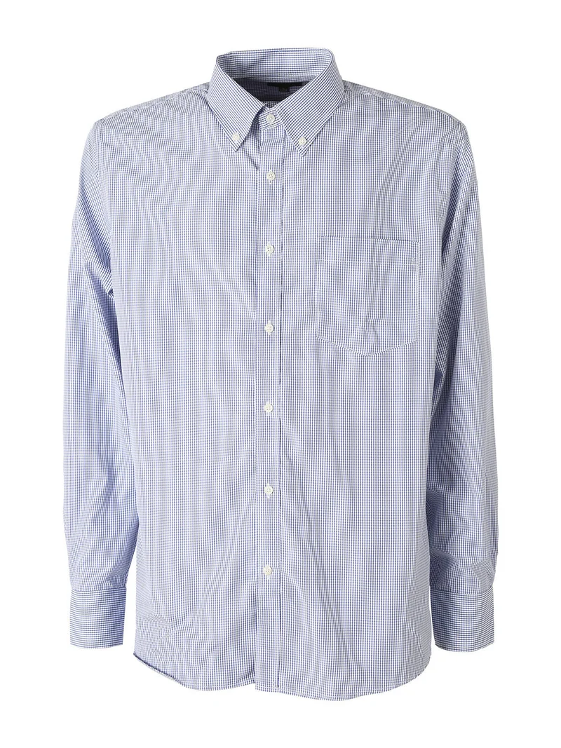 Camicia a quadretti da uomo con maniche lunghe - cielo