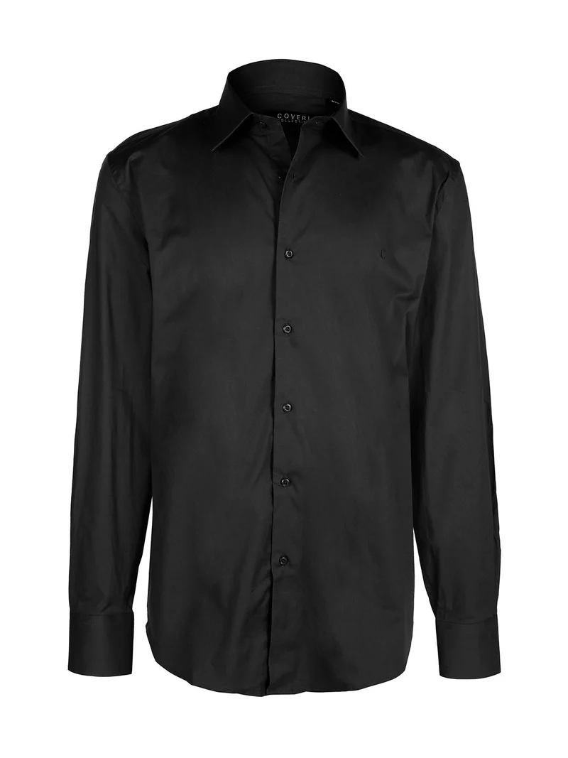 Camicia manica lunga uomo slim fit - nero