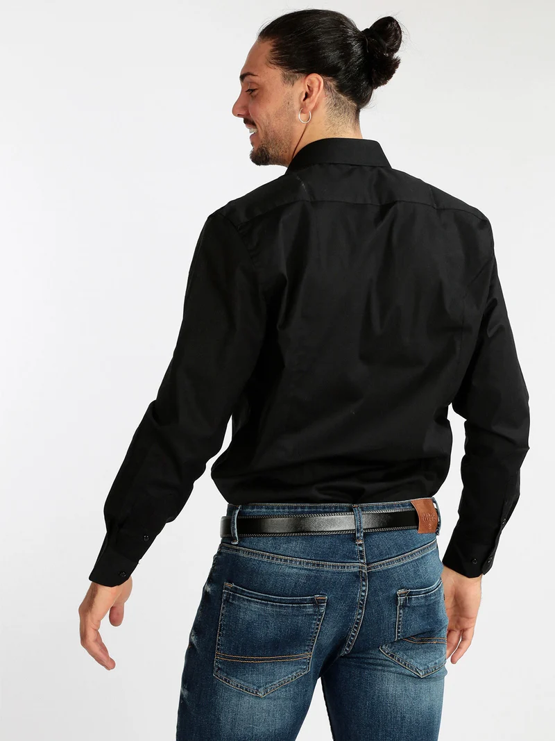 Camicia manica lunga uomo slim fit - nero