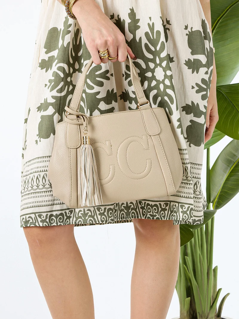 Borsa donna mini tote in ecopelle - khaki