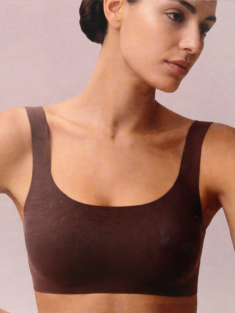 MICROFIT 01702 Reggiseno top donna imbottito senza ferretto COPPA B - moro