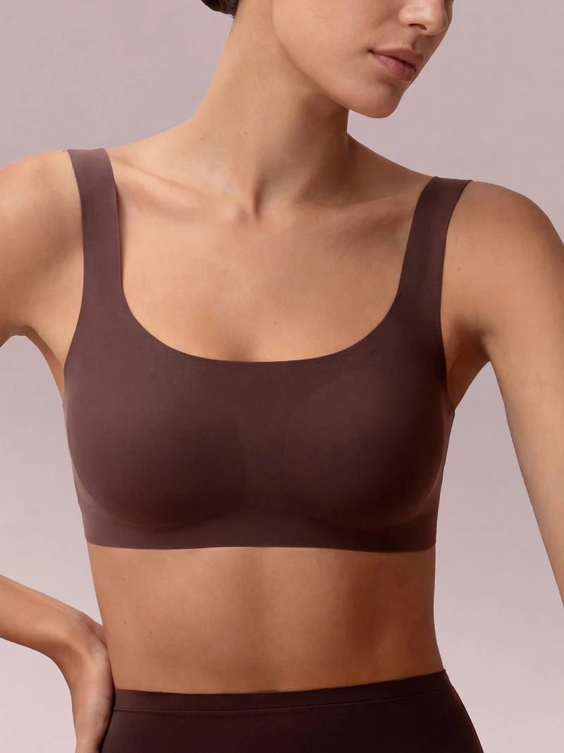 MICROFIT 01702 Reggiseno top donna imbottito senza ferretto COPPA B - moro