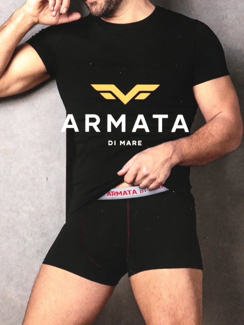 Coordinato intimo uomo t-shirt + boxer - nero