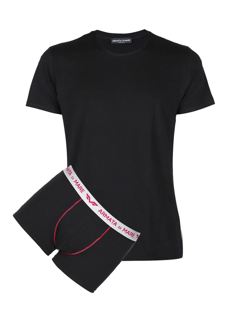 Coordinato intimo uomo t-shirt + boxer - nero