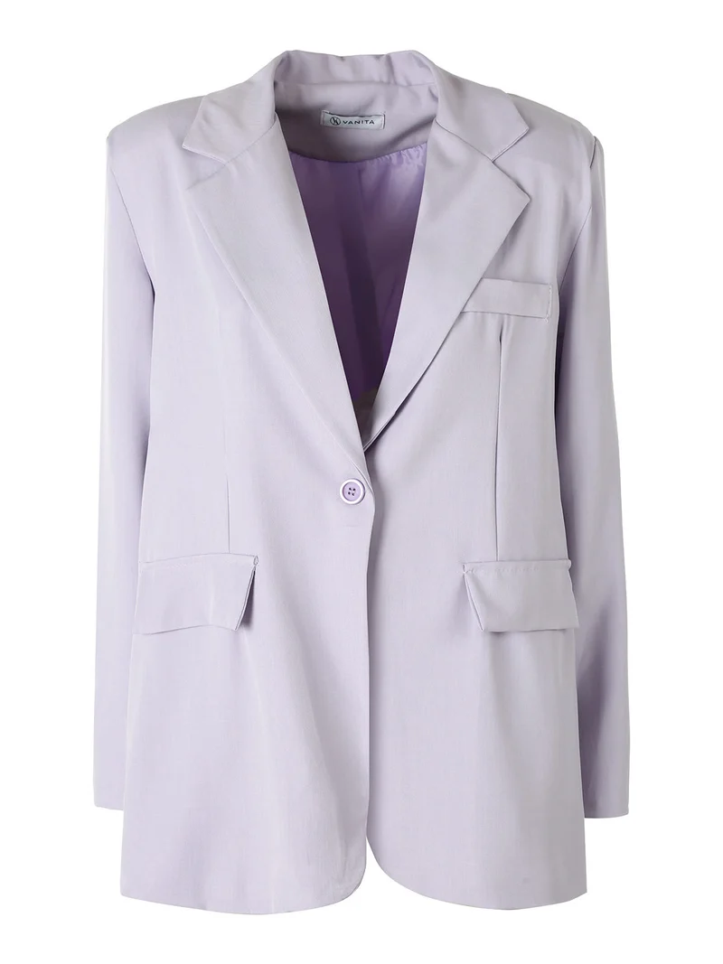 Blazer donna oversize con bottone - lilla