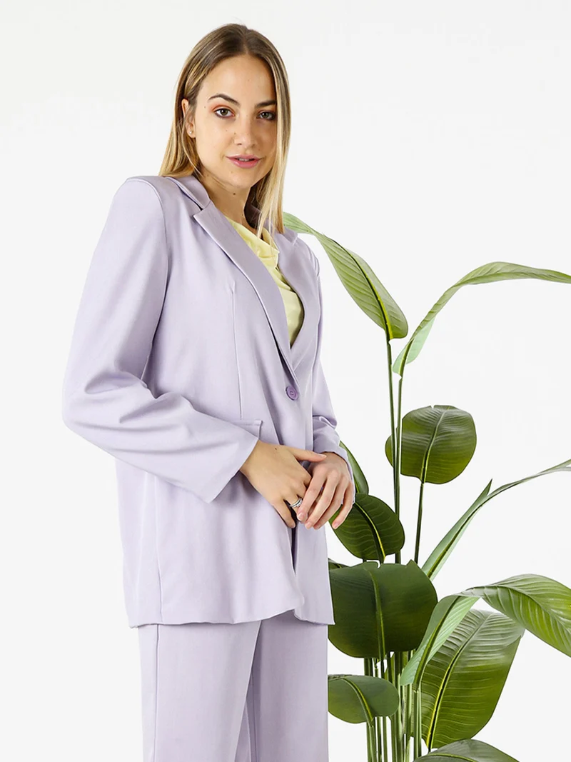 Blazer donna oversize con bottone - lilla