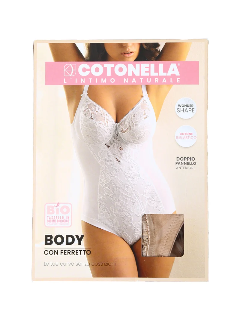 CD521B Body donna in pizzo con ferretto coppa B - nero