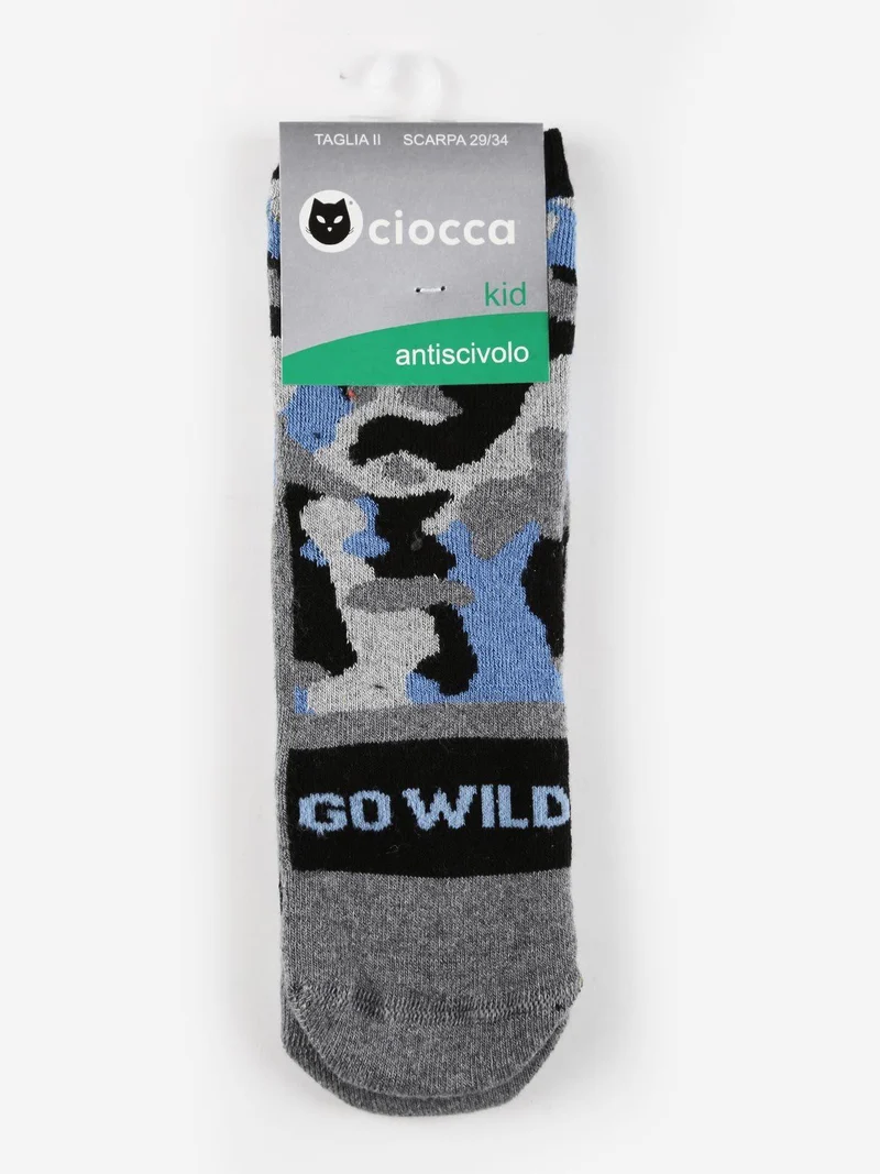 Calze antiscivolo da bambino con stampe - grigio