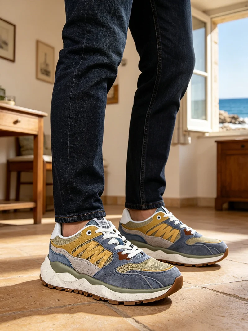 Sneakers da uomo stringate - azzurro