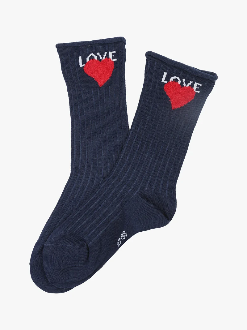 Calze midi da bambina in caldo cotone - blu scuro