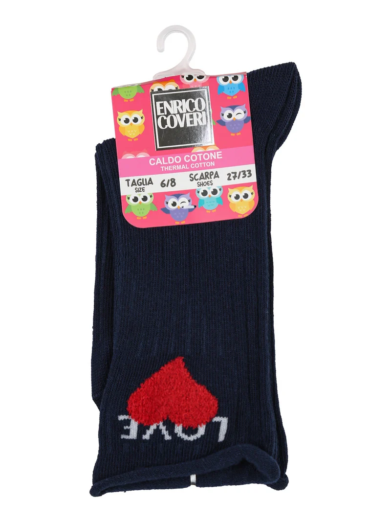 Calze midi da bambina in caldo cotone - blu scuro