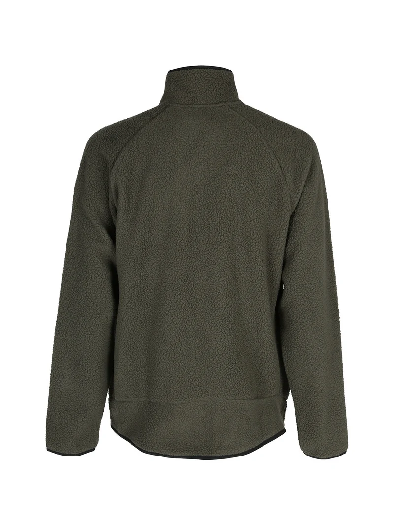 Felpa invernale da uomo in sherpa con zip intera - militare