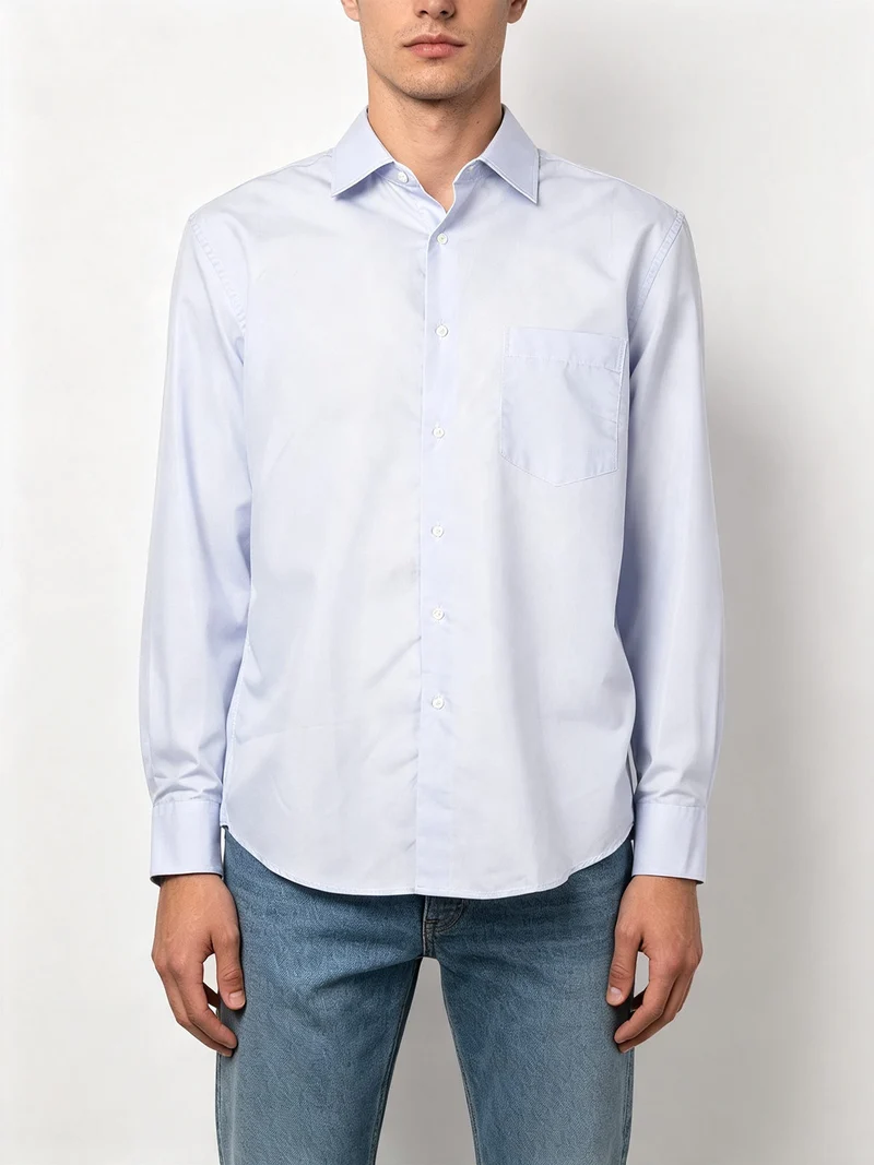 Camicia da uomo regular fit a maniche lunghe - azzurro