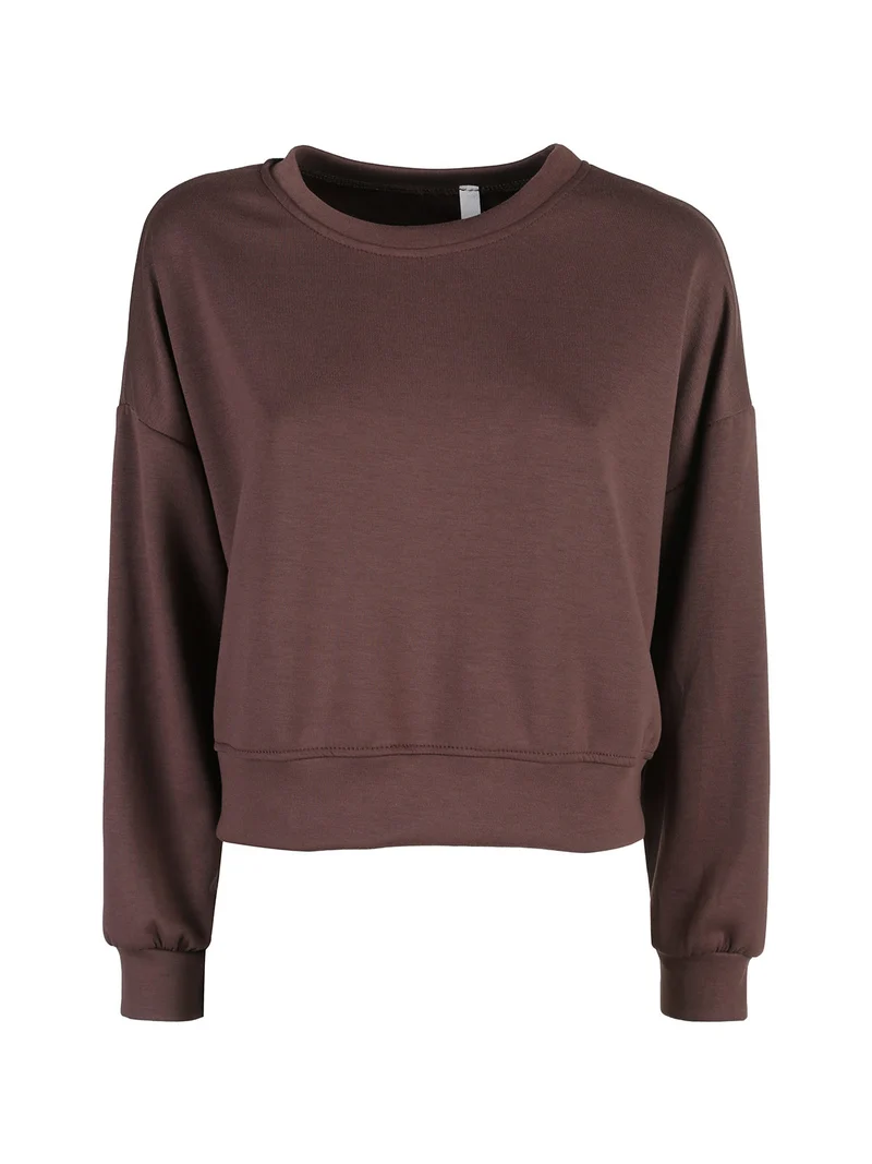Felpa donna oversize girocollo - moro