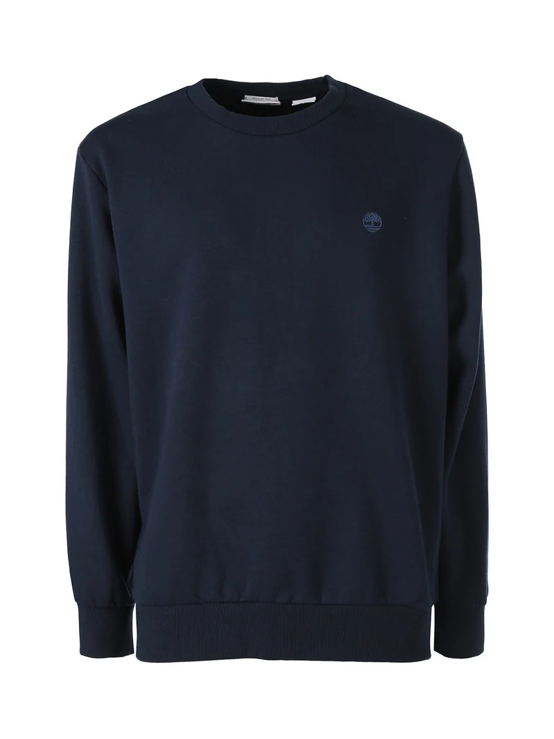Felpa girocollo da uomo con logo e interno spazzolato - blu scuro