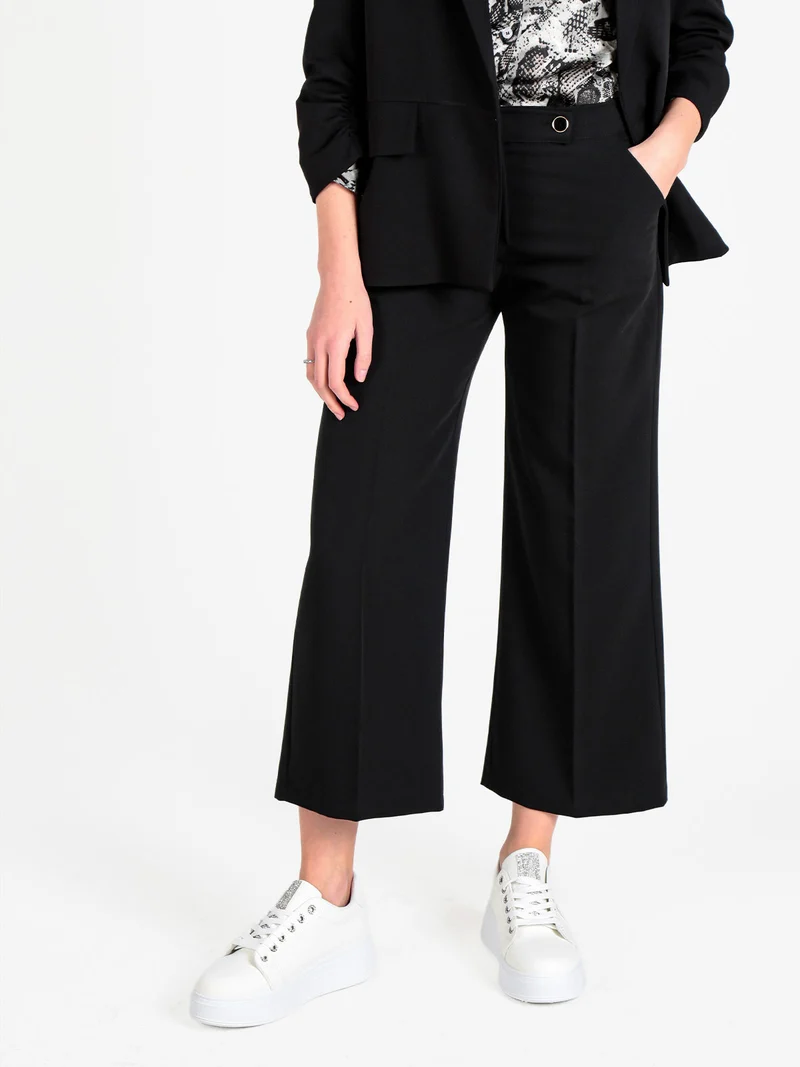Pantaloni da donna crop a palazzo - nero