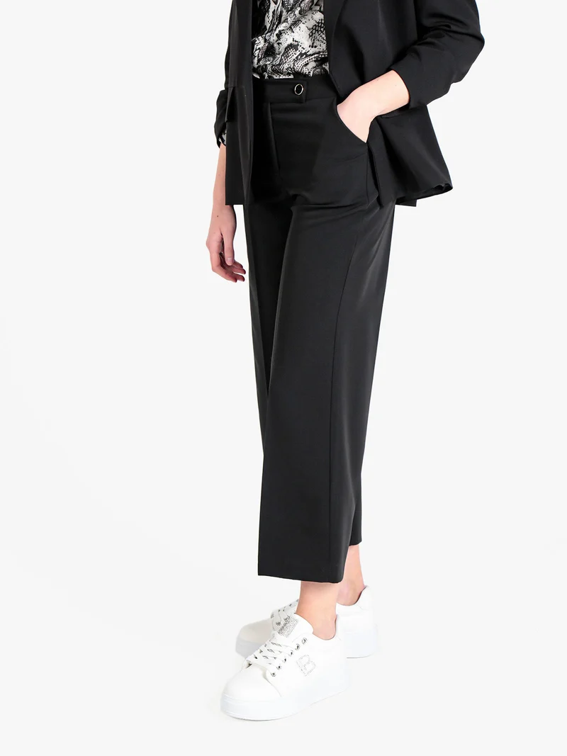 Pantaloni da donna crop a palazzo - nero