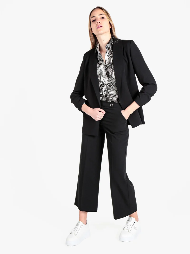 Pantaloni da donna crop a palazzo - nero
