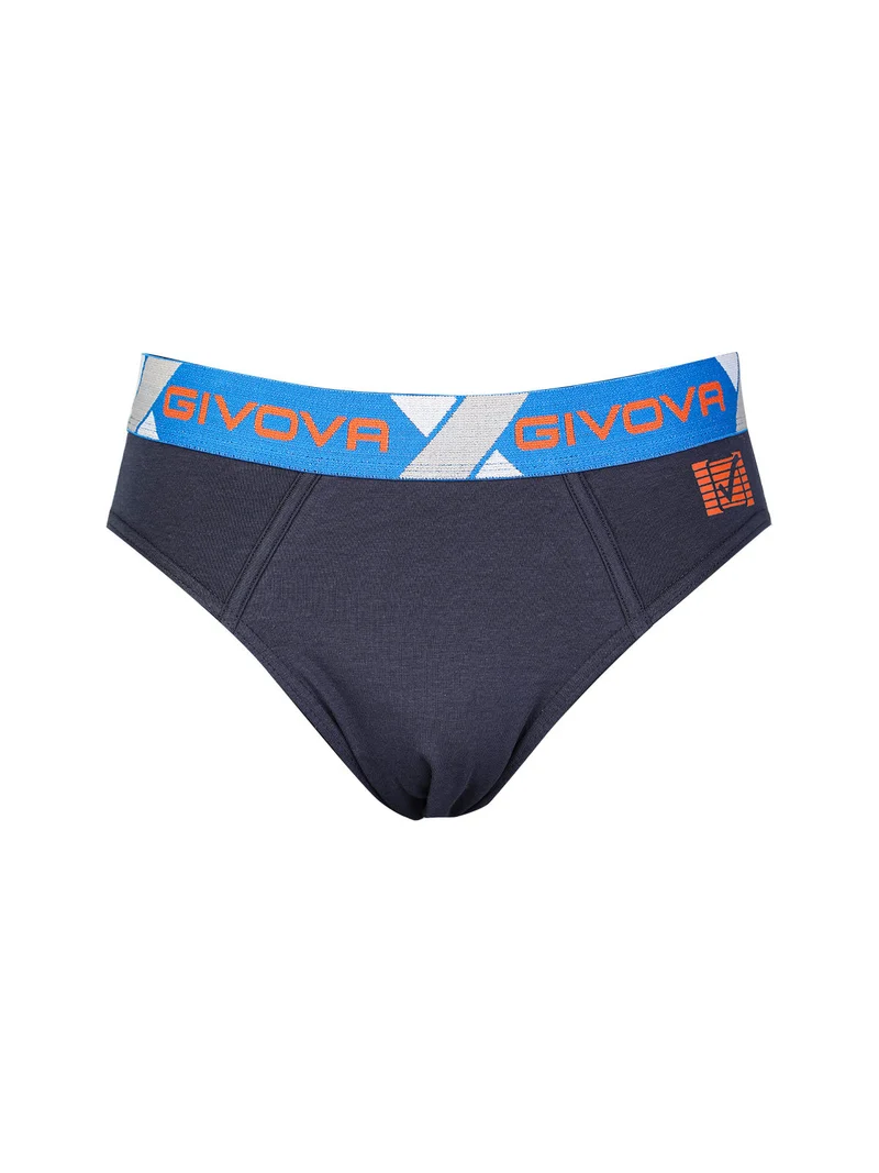 Slip da uomo tinta unita in cotone bielastico - blu scuro