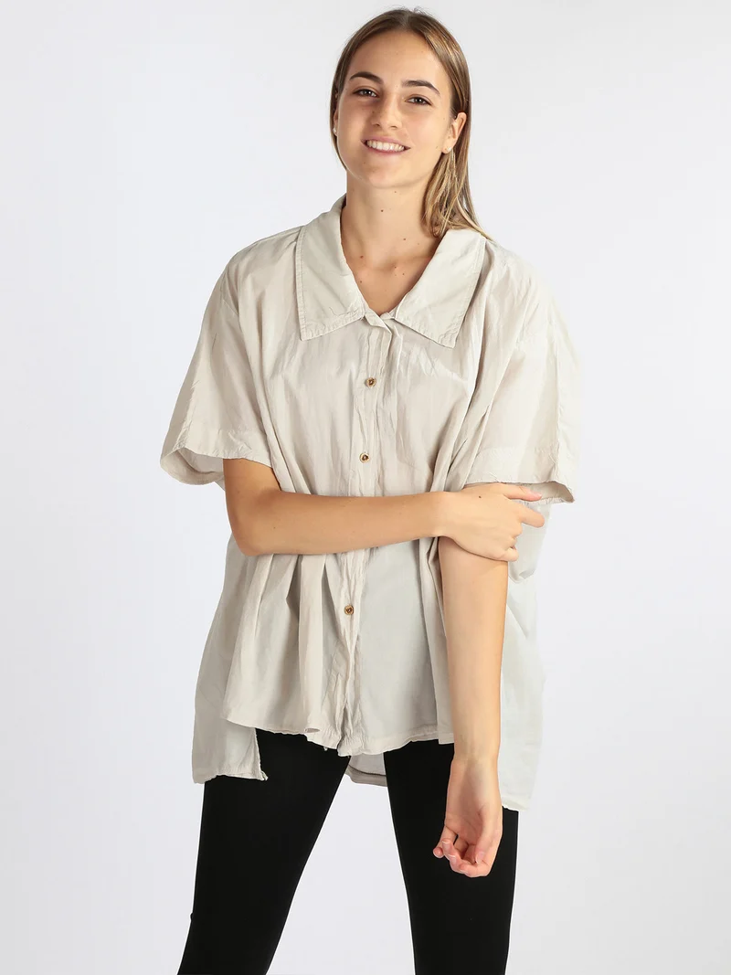Maxi camicia donna con manica a pipistrello - beige