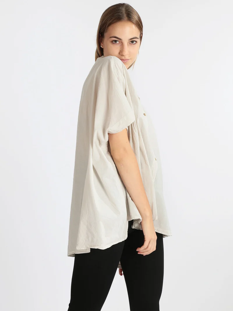 Maxi camicia donna con manica a pipistrello - beige