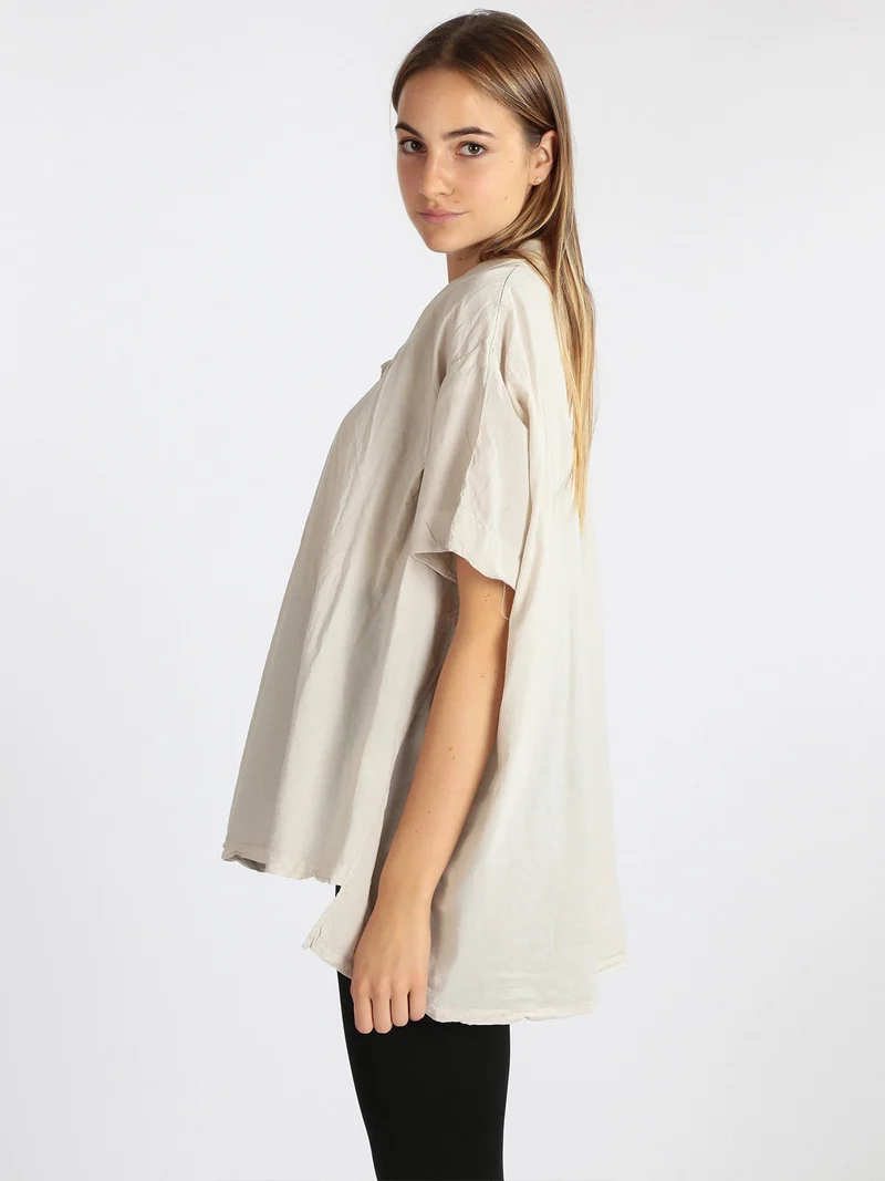 Maxi camicia donna con manica a pipistrello - beige